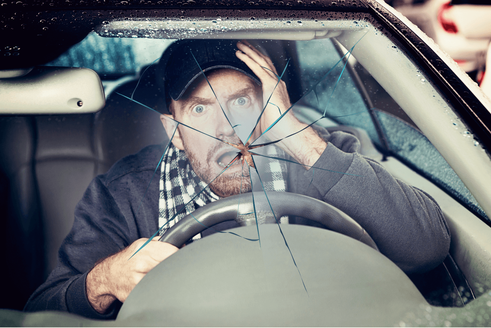 Conducteur qui roule avec un pare-brise fissuré et risque accident et sanctions